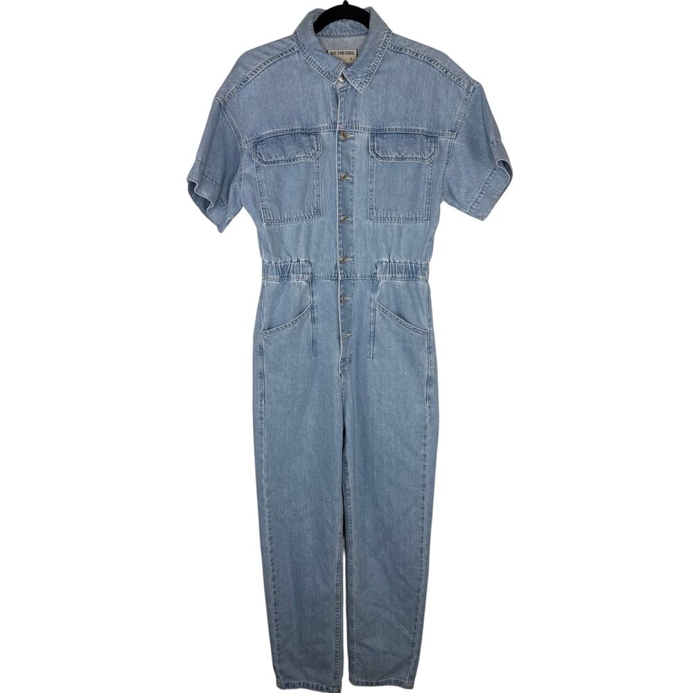 Free People We The Free Marci Denim Jumpsuit, Coverall, Size Small